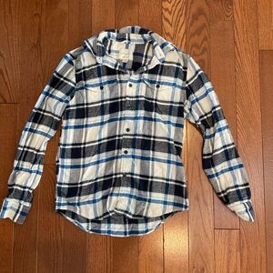 American Eagle Outfitters Men XS Plaid Flannel in Black, Blue, and White